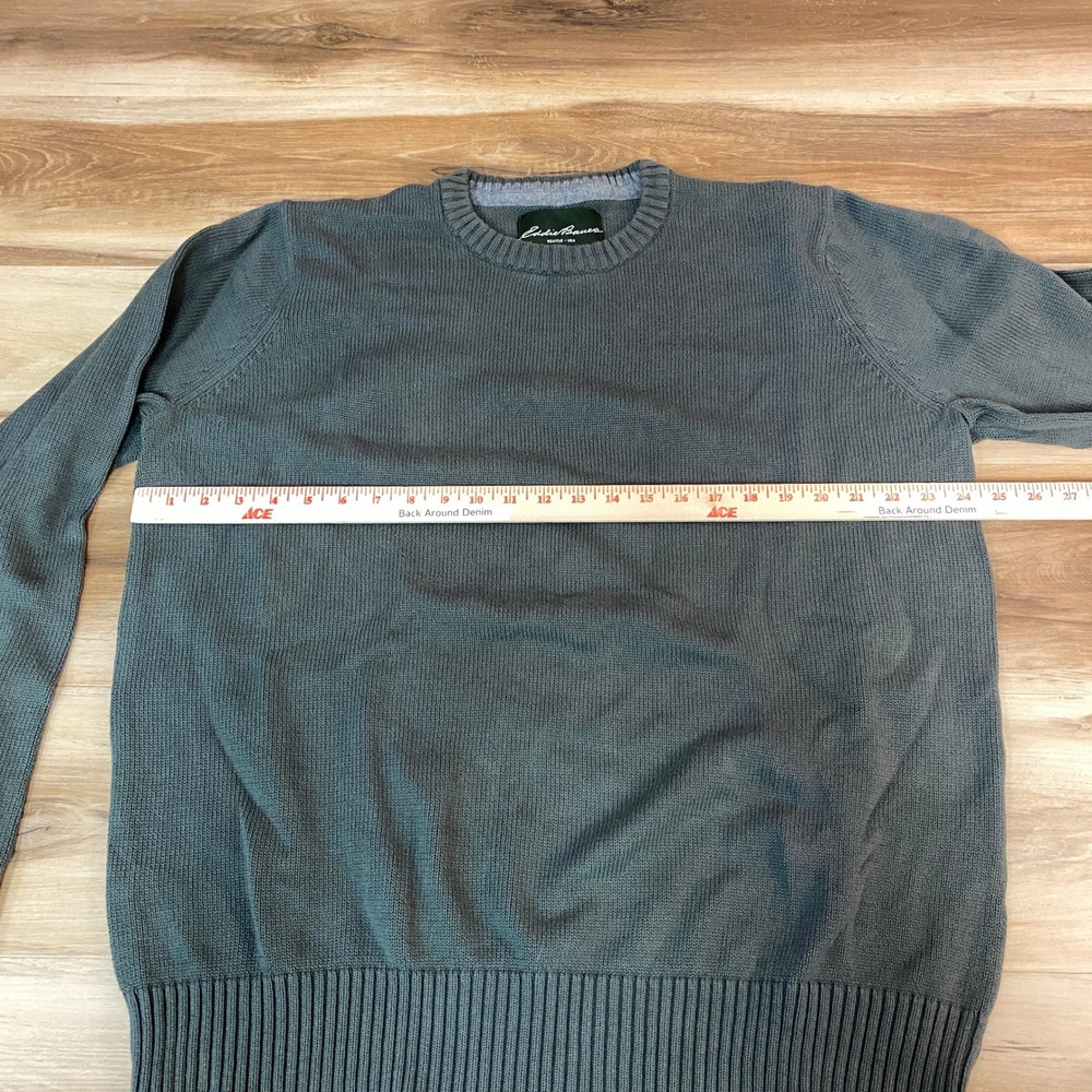 Eddie Bauer Mens Crew Neck Sweater‎ Olive Green Knit Cotton Size XL - Picture 7 of 9
